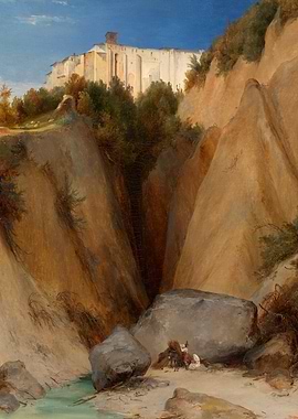 Italian Landscape with Figures Painting