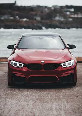 Red BMW M4 Front View