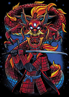 Samurai Warrior with Dragon