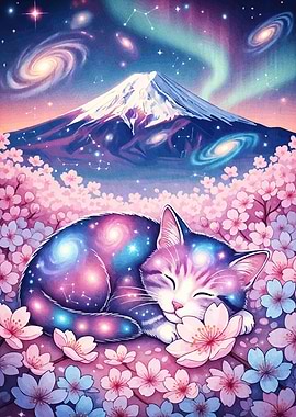 Cosmic Cat Mount Fuji