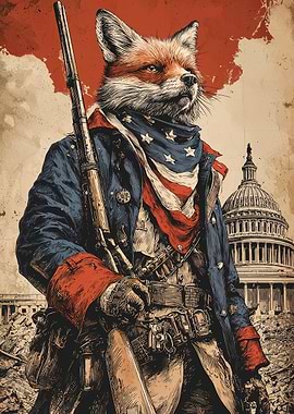 Fox Patriot with Rifle and US Flag