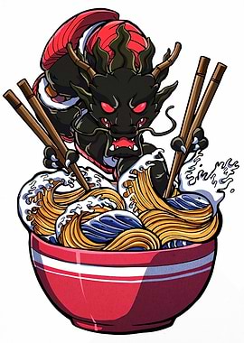 Dragon Ramen Bowl Illustration