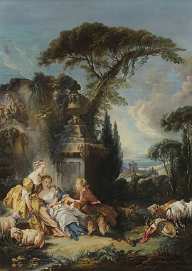 Pastoral Scene with Figures and Sheep