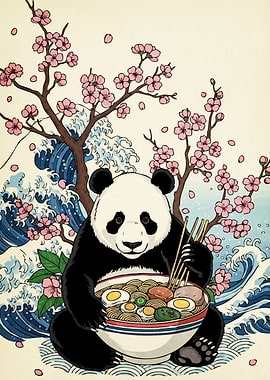 Panda ramen cherry blossoms