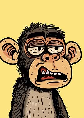 Cartoon Monkey with Worried Expression