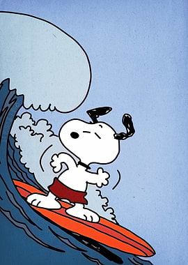 Snoopy Surfing a Wave