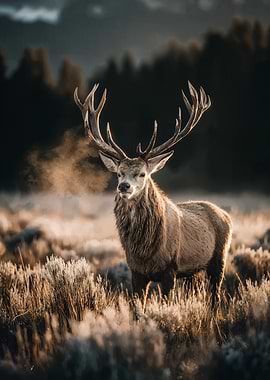 Majestic Deer in Golden Field