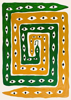 Eye-filled Labyrinth with Snake