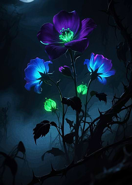 Glowing Flowers in the Night