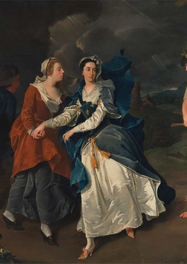 Elegant Figures in a Stormy Landscape