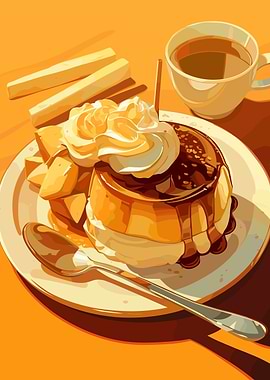 Pancake with Cream and Coffee