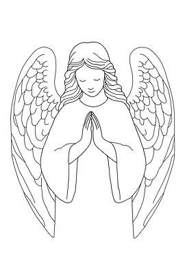 Angel in Prayer Minimalist Line Art