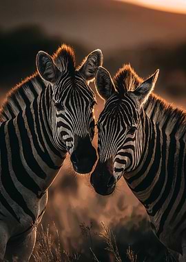 Two Zebras in Golden Light