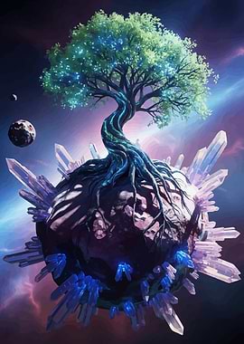 Crystal Planet with Tree of Life