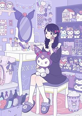 Kuromi themed room with girl