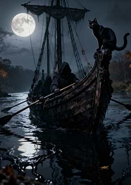 Grim Reapers on a Boat with Cat