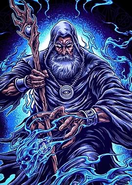 Wizard Staff and Skull