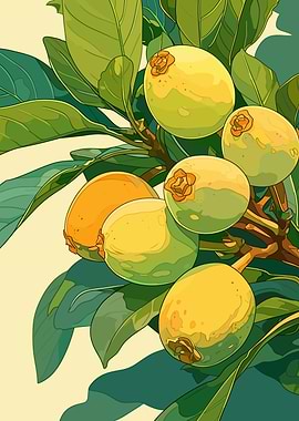 Loquat Fruit Illustration