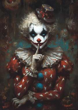 Creepy Clown with Finger to Lips