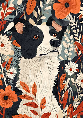 Dog Portrait in Floral Setting