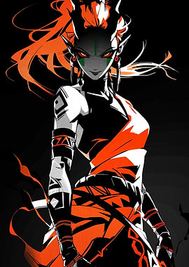 Orange and Black Fantasy Character Illustration
