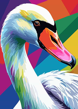 Colorful Swan Pop Art Illustration