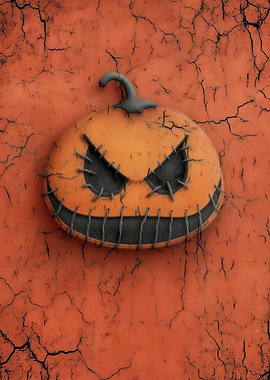 Creepy Halloween Pumpkin with Stitches