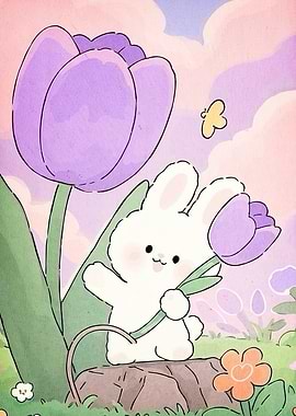 Cute Bunny Tulip Flower
