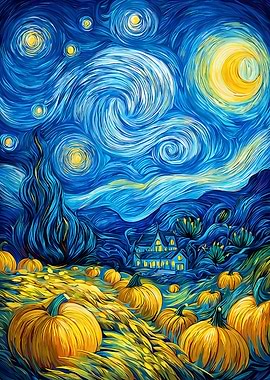 Starry Night Pumpkin Patch