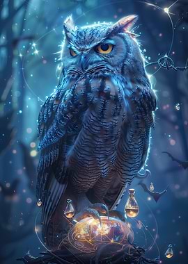 Starbound Owl of the Arcane Forest