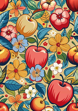 Apples and Flowers Pattern