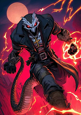 Snake-like creature with a cross necklace