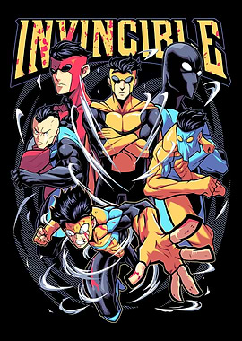 Invincible character collage on black background