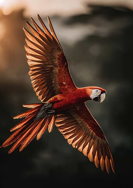 Scarlet Macaw in Flight
