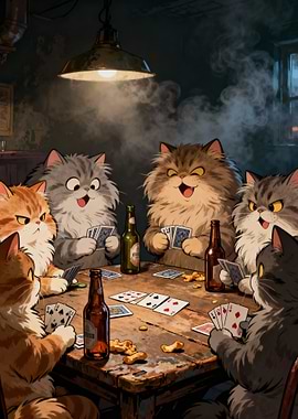 Cats Playing Poker