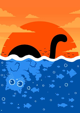 Loch Ness Monster- Funny moew-nster cat