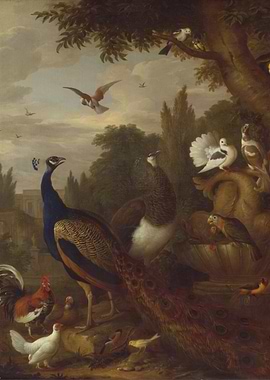 Birds in a Garden Painting