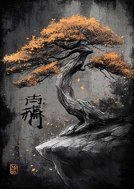 Bonsai Tree on Cliff Edge