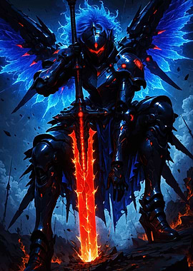 Dark Knight with Fiery Sword
