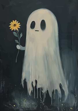 Ghost with Sunflower Painting