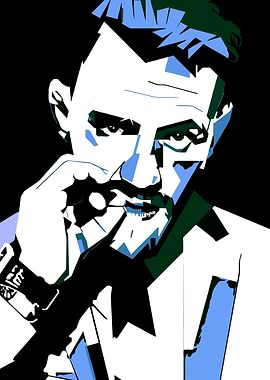 Stylized Portrait of a Man with Mustache