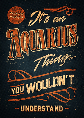 Aquarius Thing Zodiac Sign Typography Art