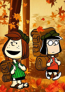 Peanuts Characters Hiking in Autumn