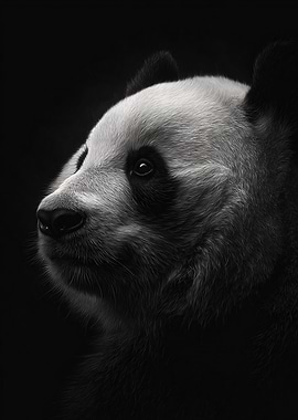 Monochrome Panda Poster