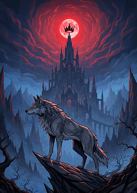 Wolf Castle Red Moon Fantasy