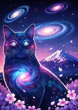 Cosmic Cat Galaxy Flowers