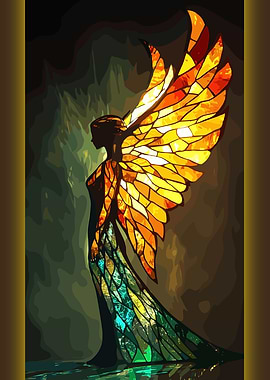 Stained Glass Angel Silhouette Art