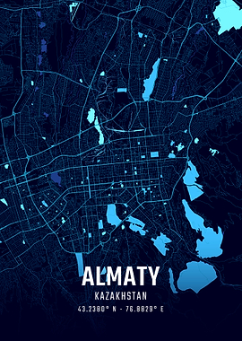 Almaty Midnight City Map