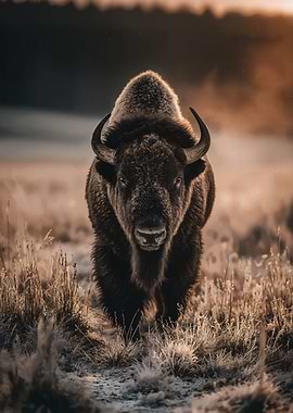 Majestic Bison in Golden Light