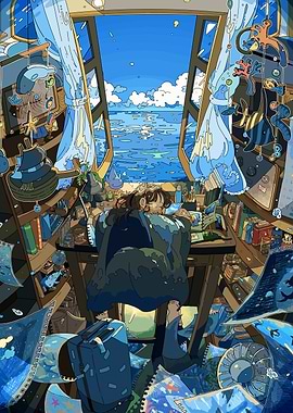 Ocean View Study Room Illustration